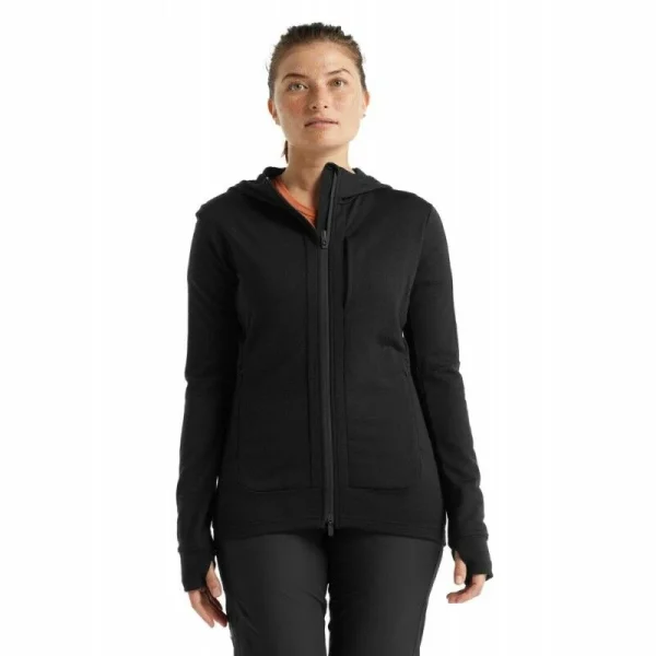 Grosses soldes 🛒 Icebreaker Quantum III LS Zip Hood – Polaire en laine mérinos femme I Hardloop 🌟 france 1