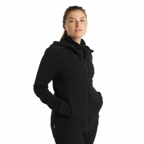 Remise 😀 Icebreaker ZoneKnit Insulated LS Zip Hoodie – Polaire en laine mérinos femme I Hardloop 🌟 boutique pas cher 1